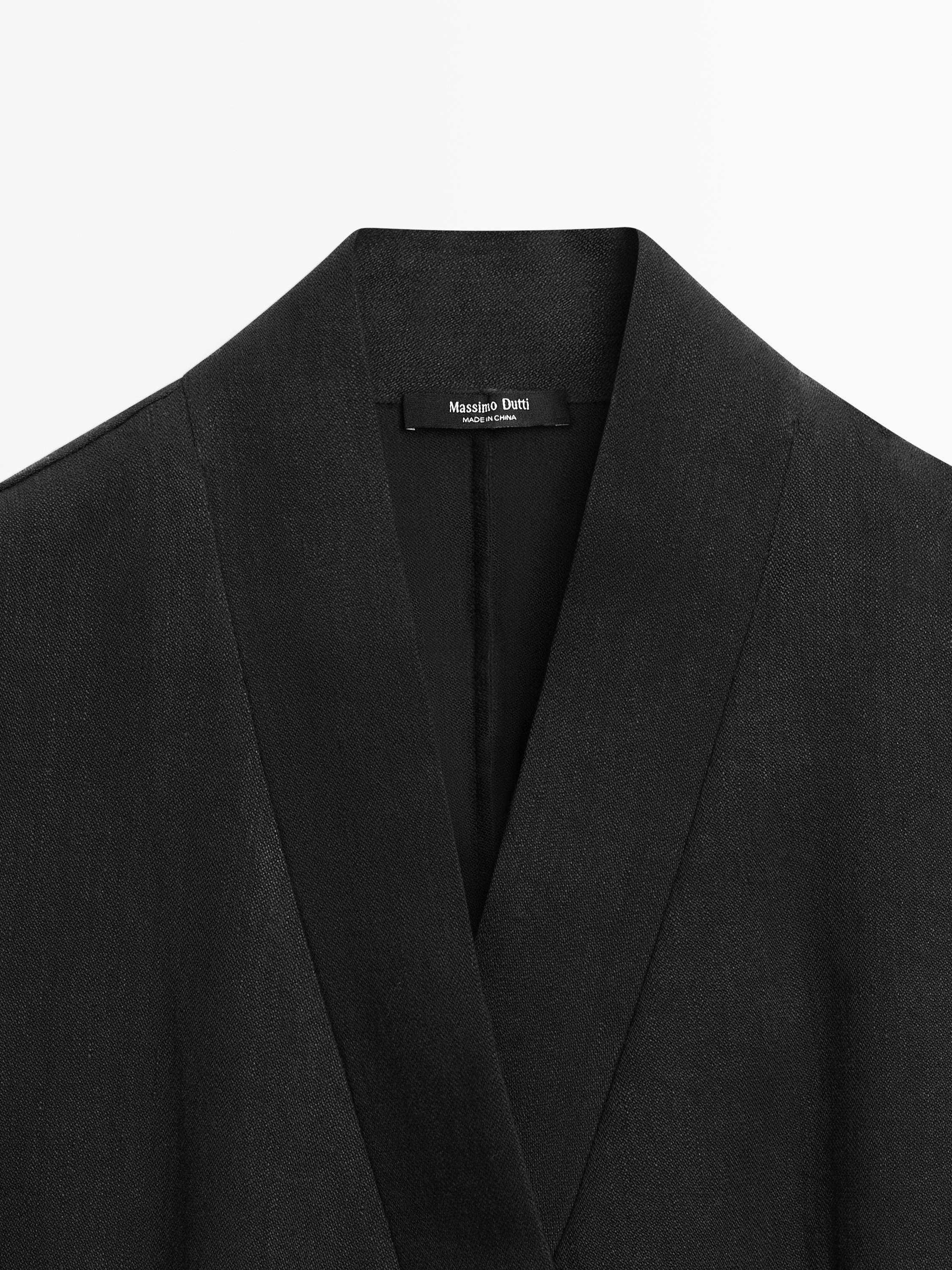 Fitted linen blend kimono